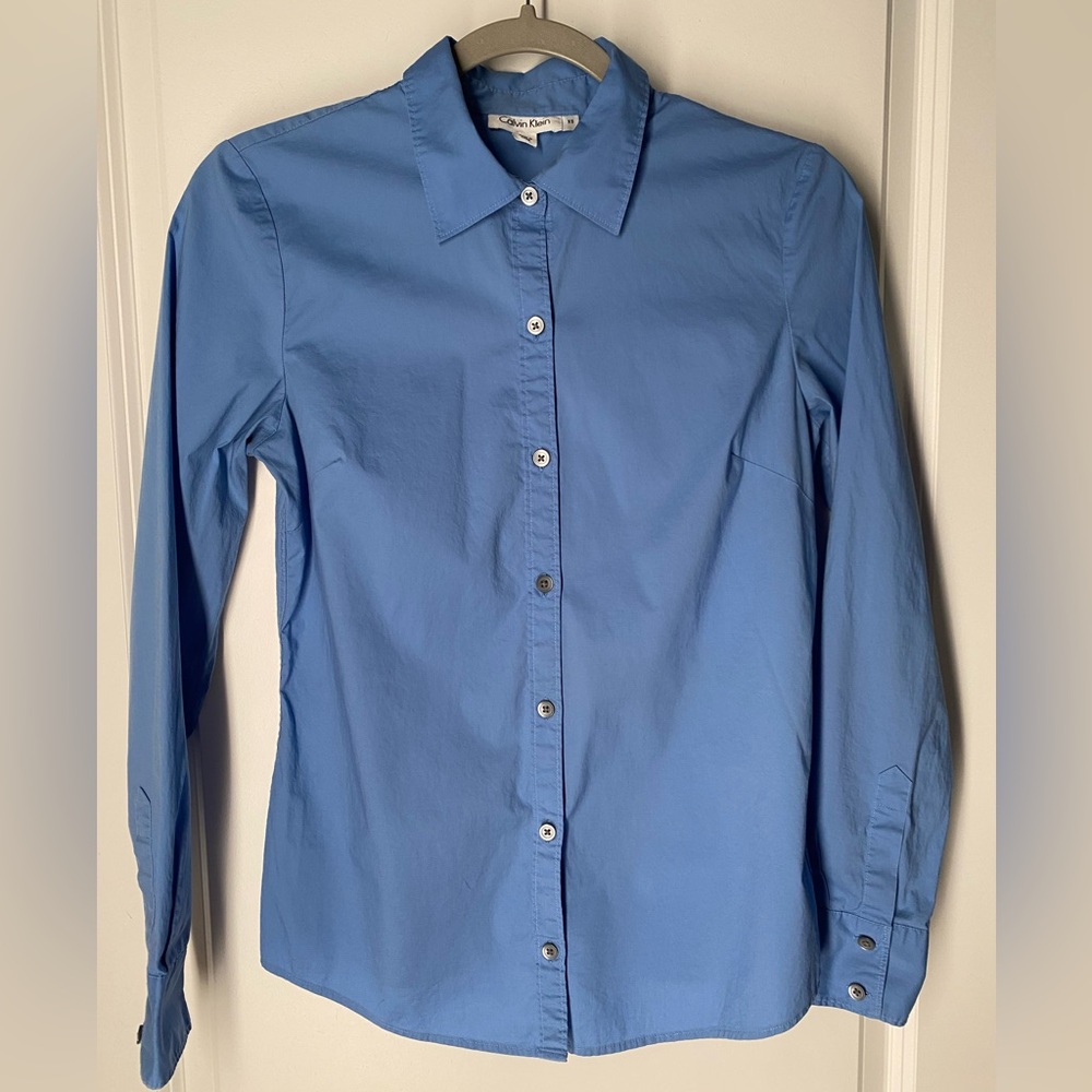CALVIN KLEIN - Blue button down long sleeve dress shirt | Size XS